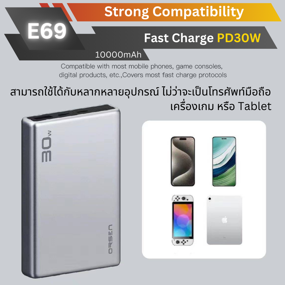 E69 Powerbank 10000mAh Super Fast Charge PD 30W