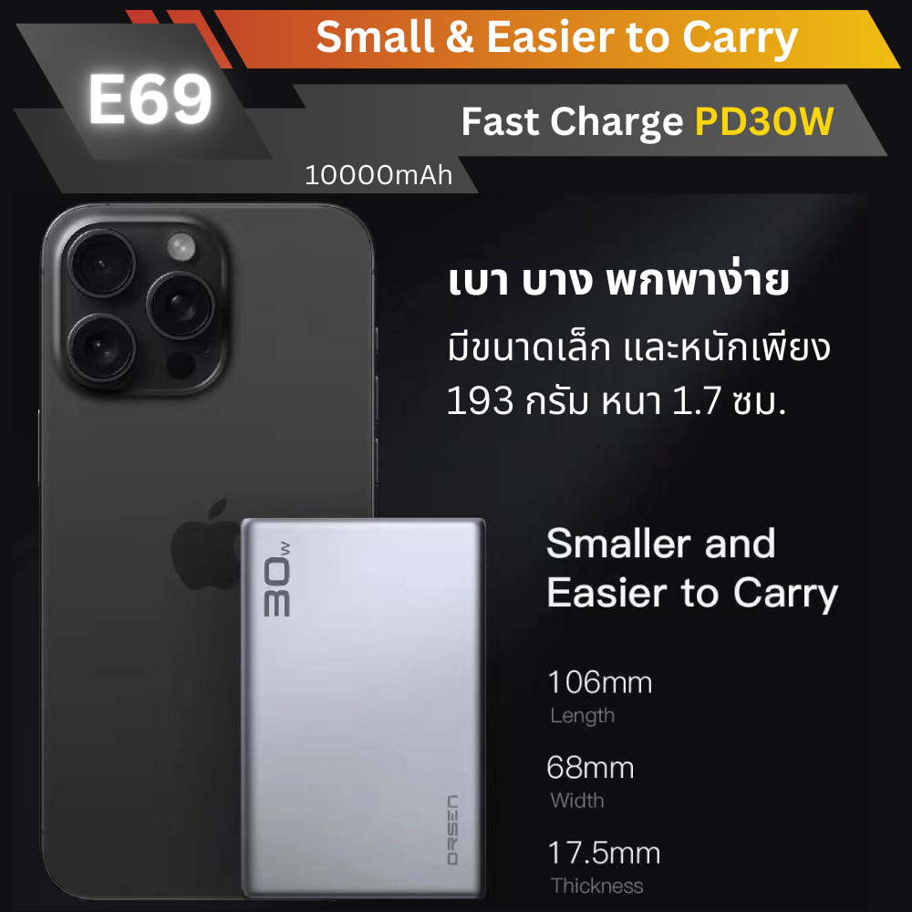 E69 Powerbank 10000mAh Super Fast Charge PD 30W