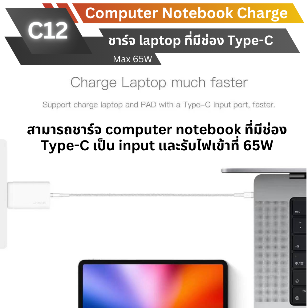 C12 GaN Fast Charge PD 65W / QC 4.0