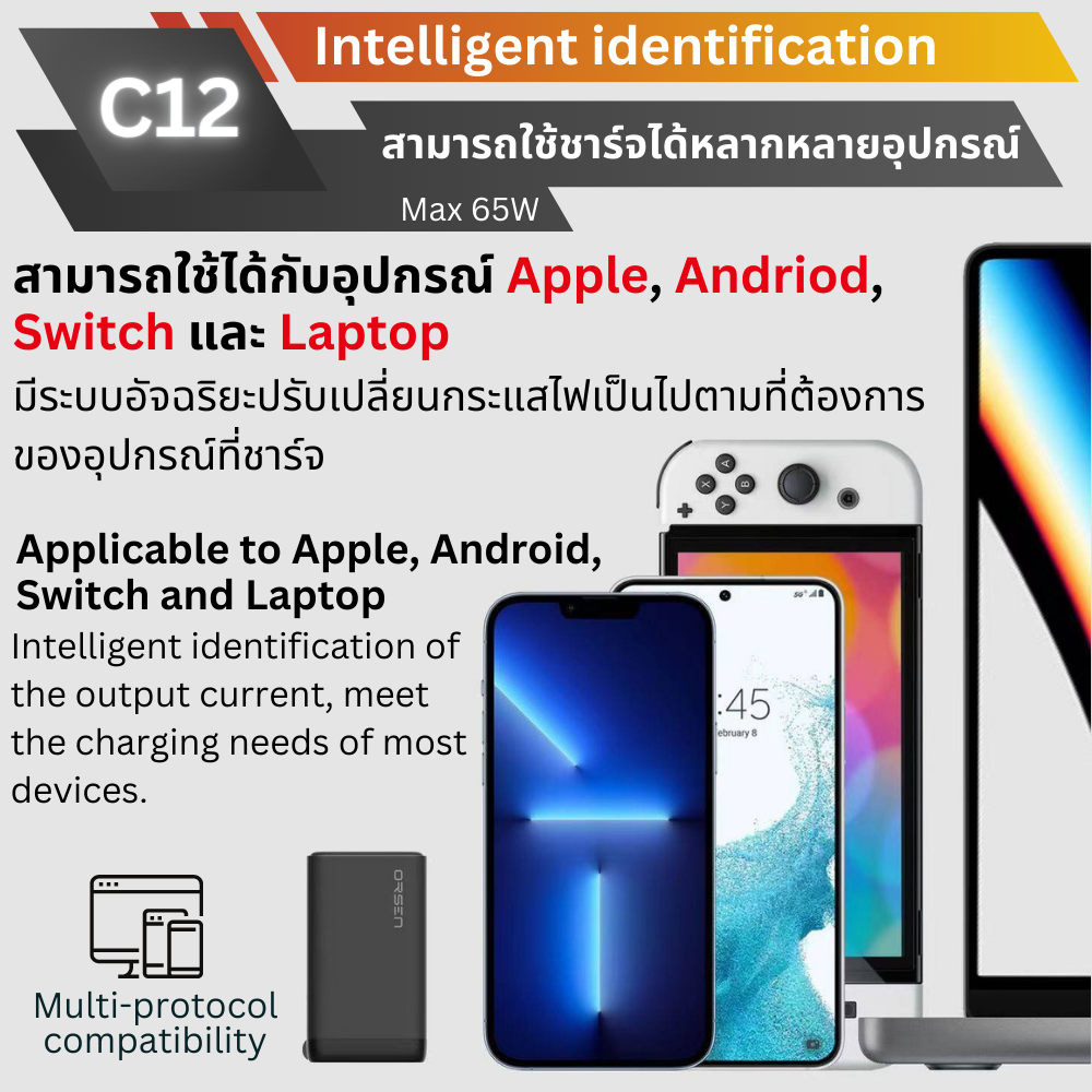 C12 GaN Fast Charge PD 65W / QC 4.0