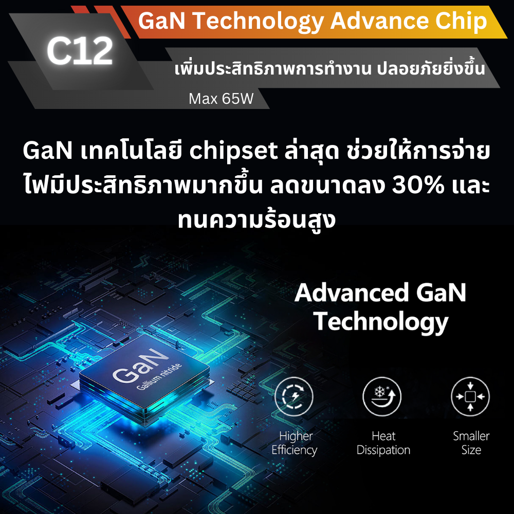 C12 GaN Fast Charge PD 65W / QC 4.0