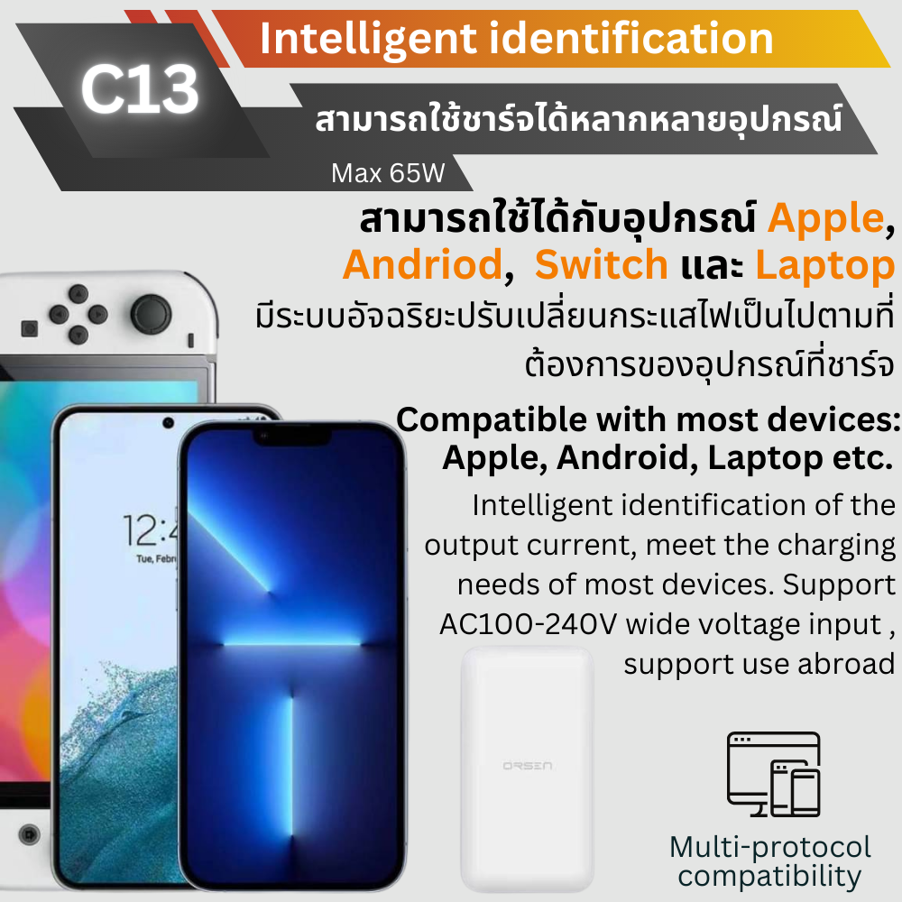 C13 GaN Fast Charge PD 65W / QC 3.0