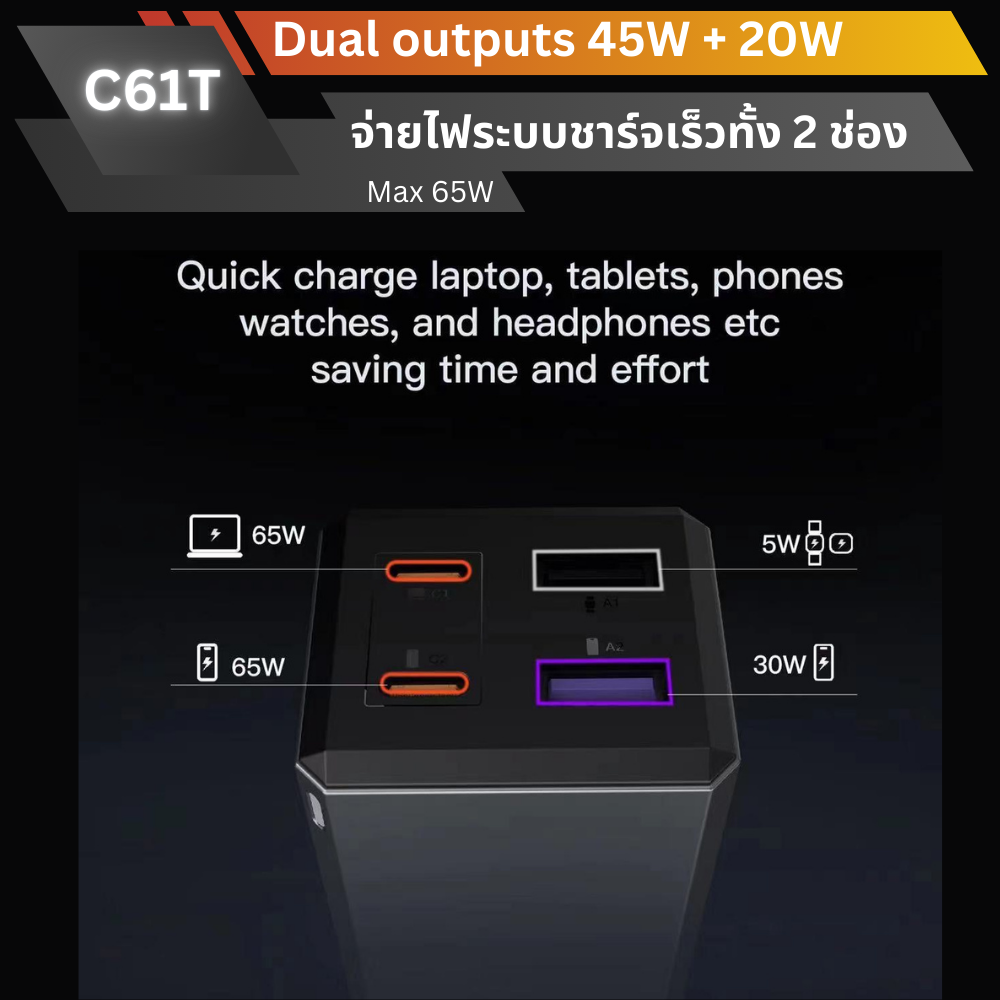 Combo Set! E14 Ultra Powerbank & C61T Adapter Super Fast Charge 65W สินค้าส่งฟรี!