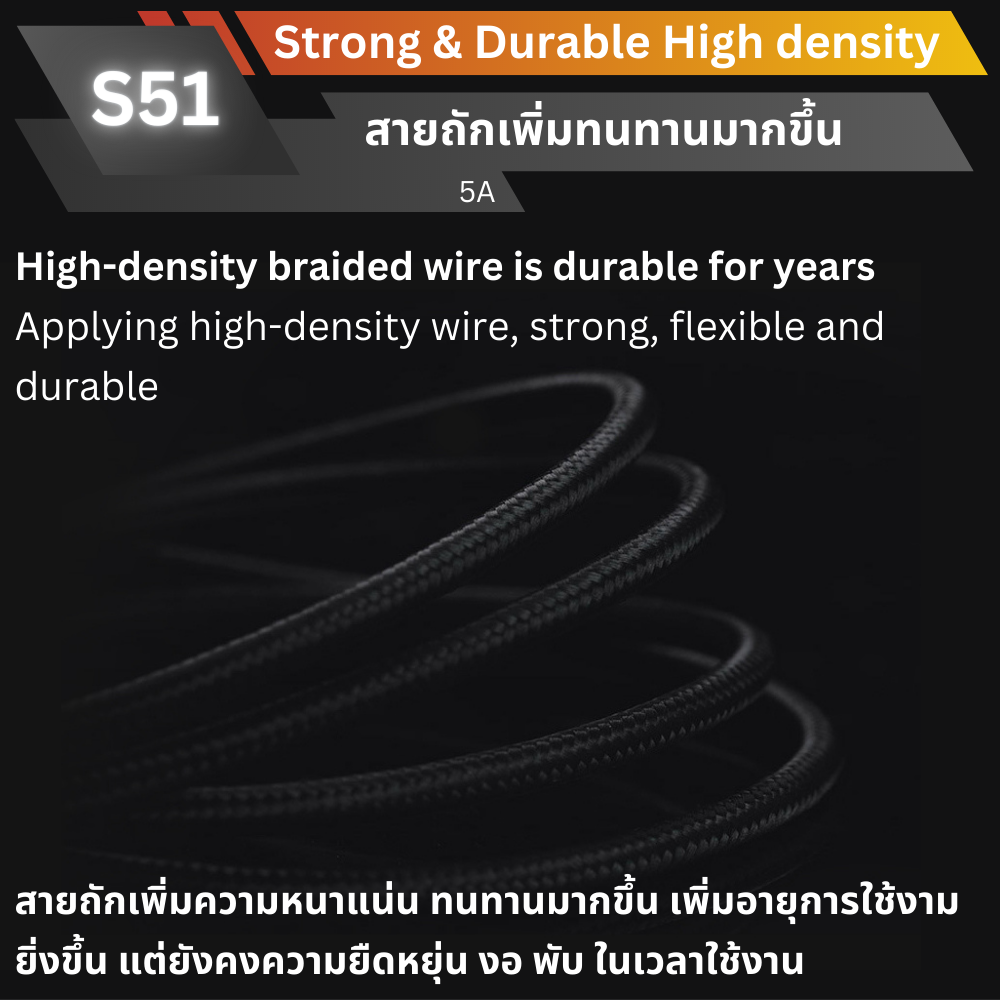 สาย Eloop S51 Type C to Lightning Cable (iphone) 3A 20W ส่งฟรี EMS