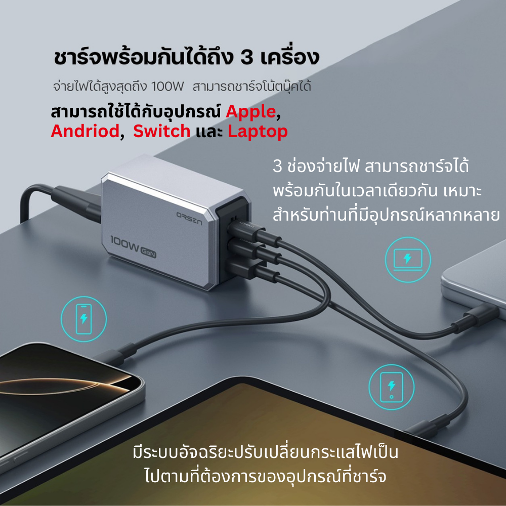 Adapter C102T GaN Super Fast Charge PD QC 100W