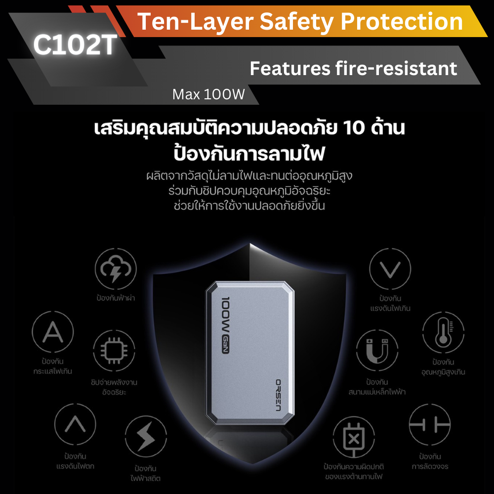 Adapter C102T GaN Super Fast Charge PD QC 100W
