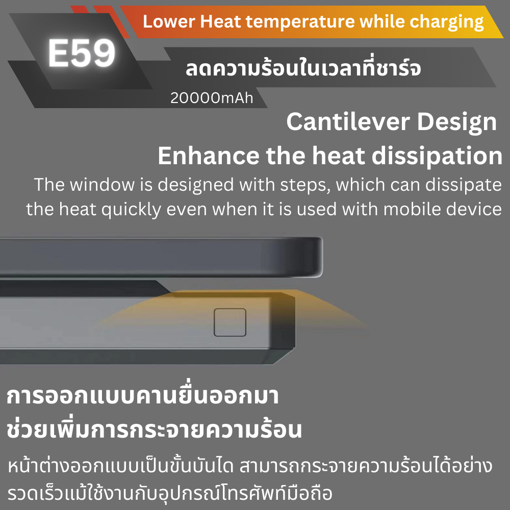 ใหม่! E59 Powerbank 20000mAh Fast Charge QC3.0 PD 45W สินค้าส่งฟรี!