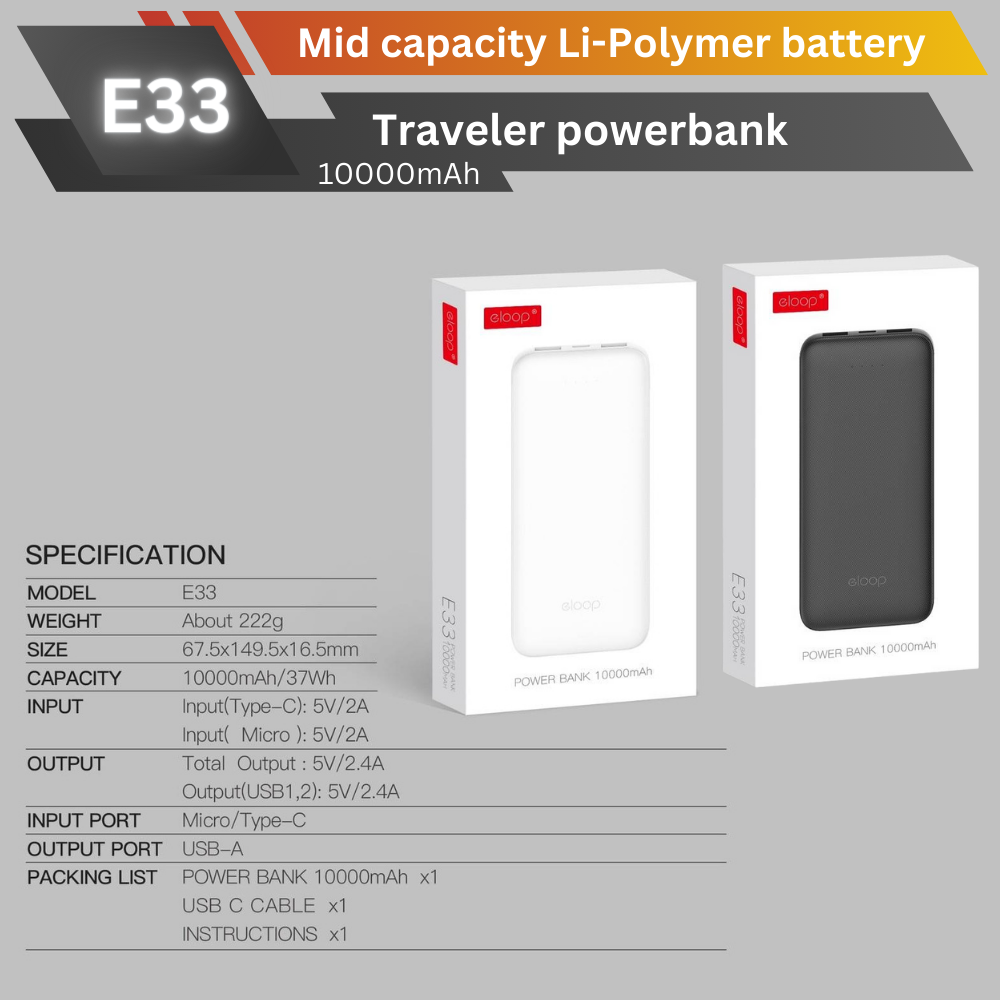 ใหม่! E34 Powerbank 20000mAh สินค้าส่งฟรี!