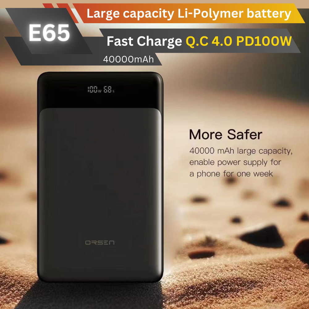 ใหม่! E65 Powerbank 40000mAh Fast Charge QC4.0 PD 100W สินค้าส่งฟรี!