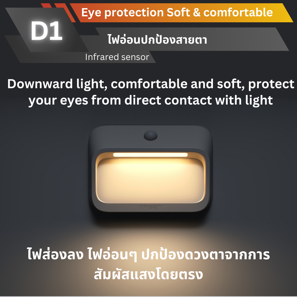 D1 ไฟเซ็นเซอร์กลางคืนไร้สาย ตรวจจับความเคลื่อนไหว