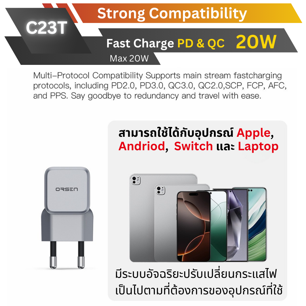 Adapter C23T GaN Super Fast Charge PD QC 20W