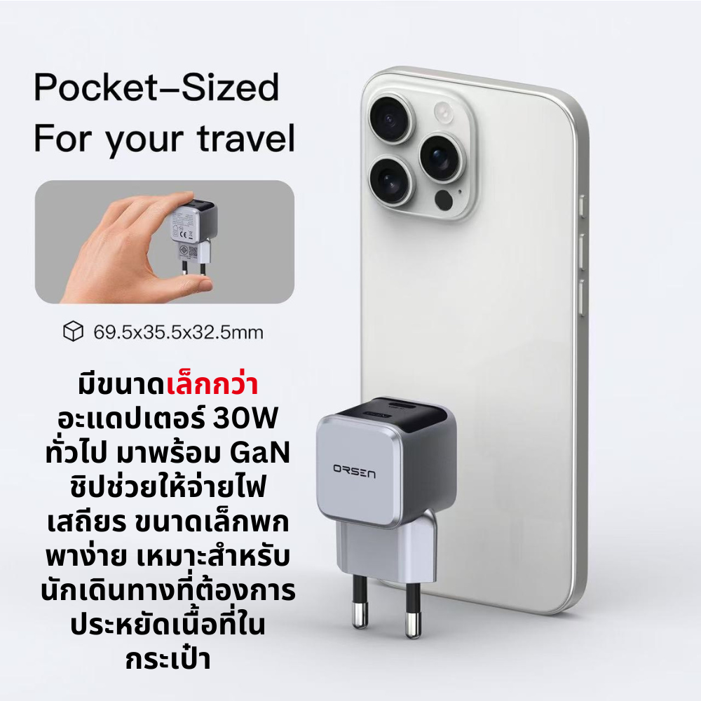 Adapter C33T GaN Super Fast Charge PD QC 30W