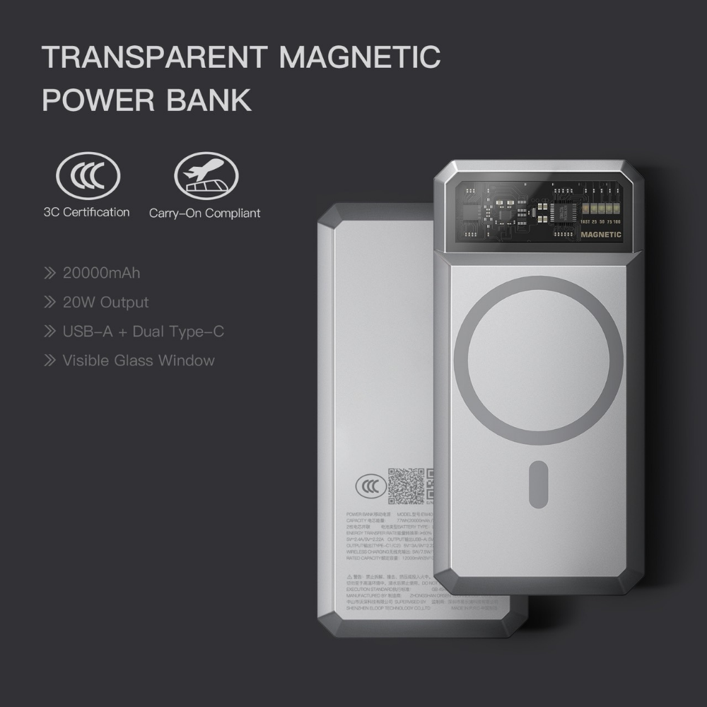 MagSafe! EW40 CCC Magnetic Powerbank 20000mAh Fast Charge QC3.0 PD 20W