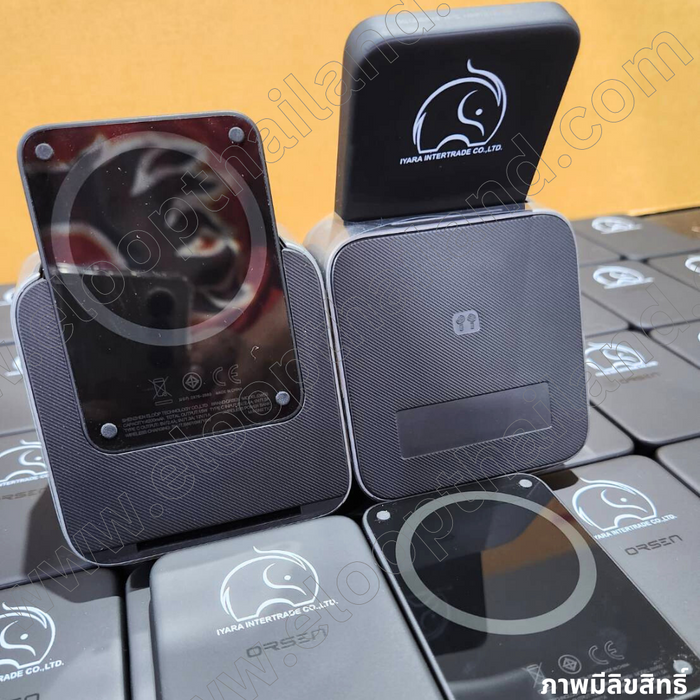 งานสกรีนโลโก้บนแท่นชาร์จ EW50s W6 ที่ชาร์จไร้สายของพรีเมี่ยมแจกลูกค้า