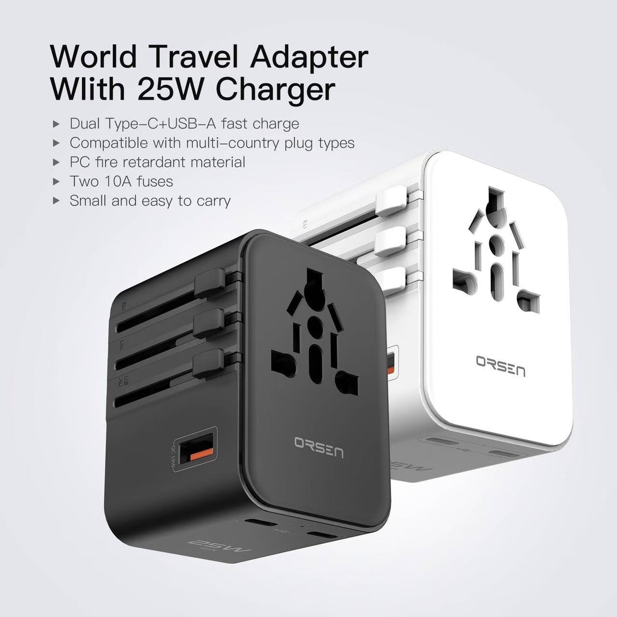 C18B World Travel Adapter QC 3.0 รุ่นอัพเกรด ชาร์จเร็ว PD 25W !