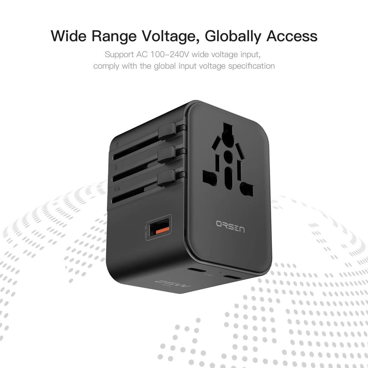 C18B World Travel Adapter QC 3.0 รุ่นอัพเกรด ชาร์จเร็ว PD 25W !