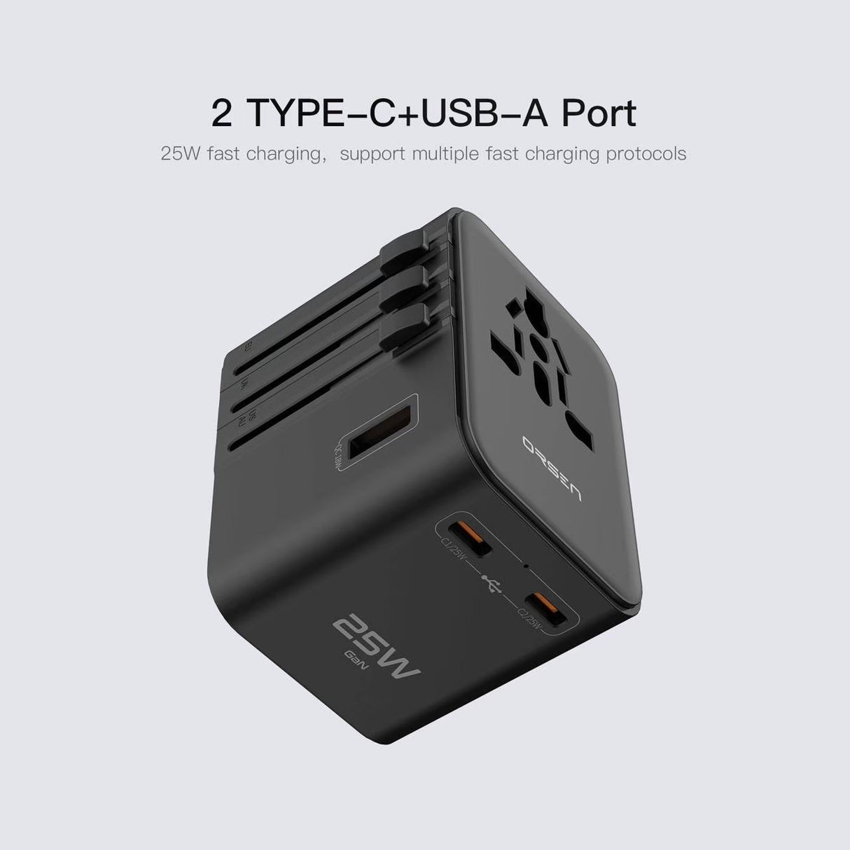 C18B World Travel Adapter QC 3.0 รุ่นอัพเกรด ชาร์จเร็ว PD 25W !