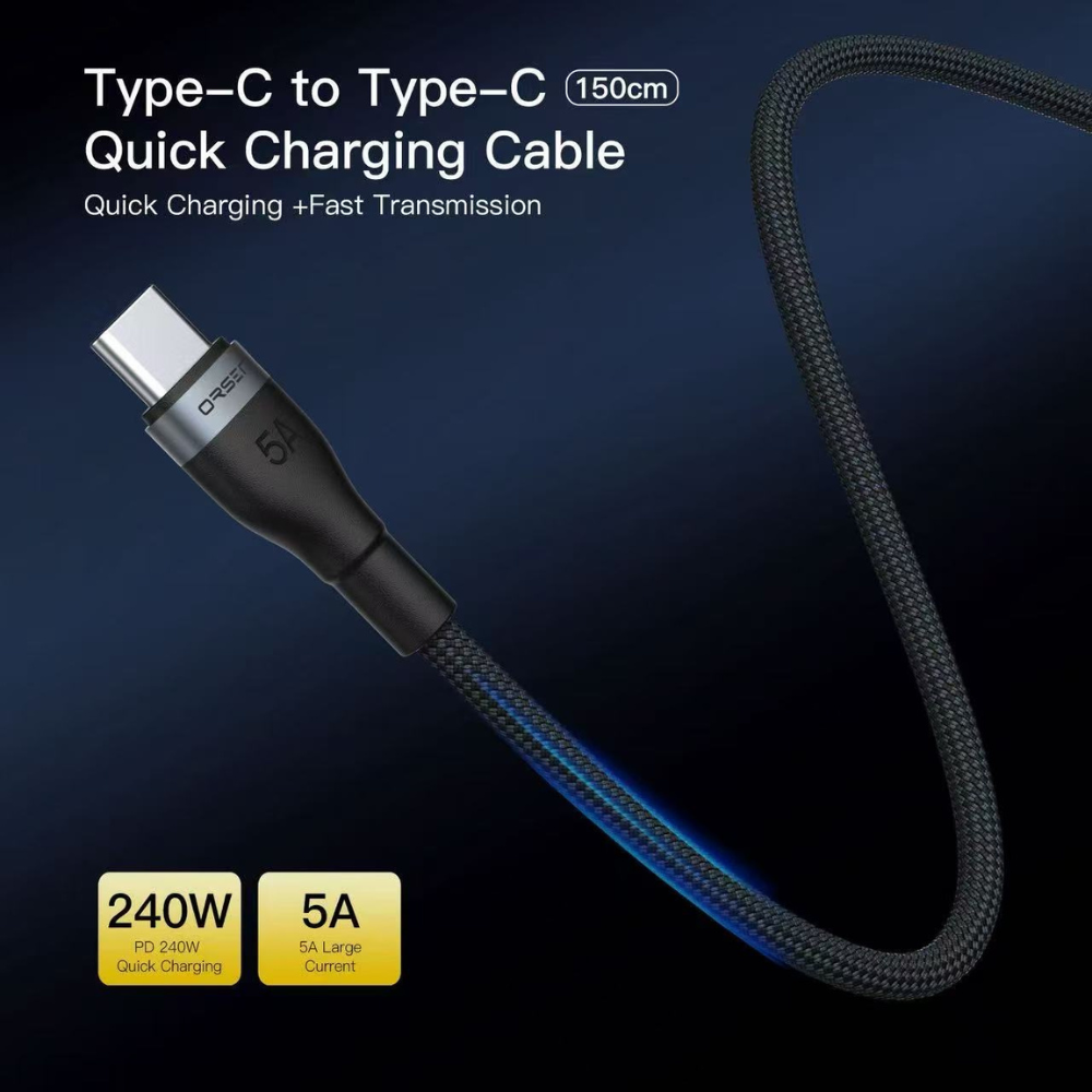 สาย S6 Type-C to Type-C 5A ชาร์จเร็ว PD 100W ยาว 1.5 เมตร จัดส่งฟรี!