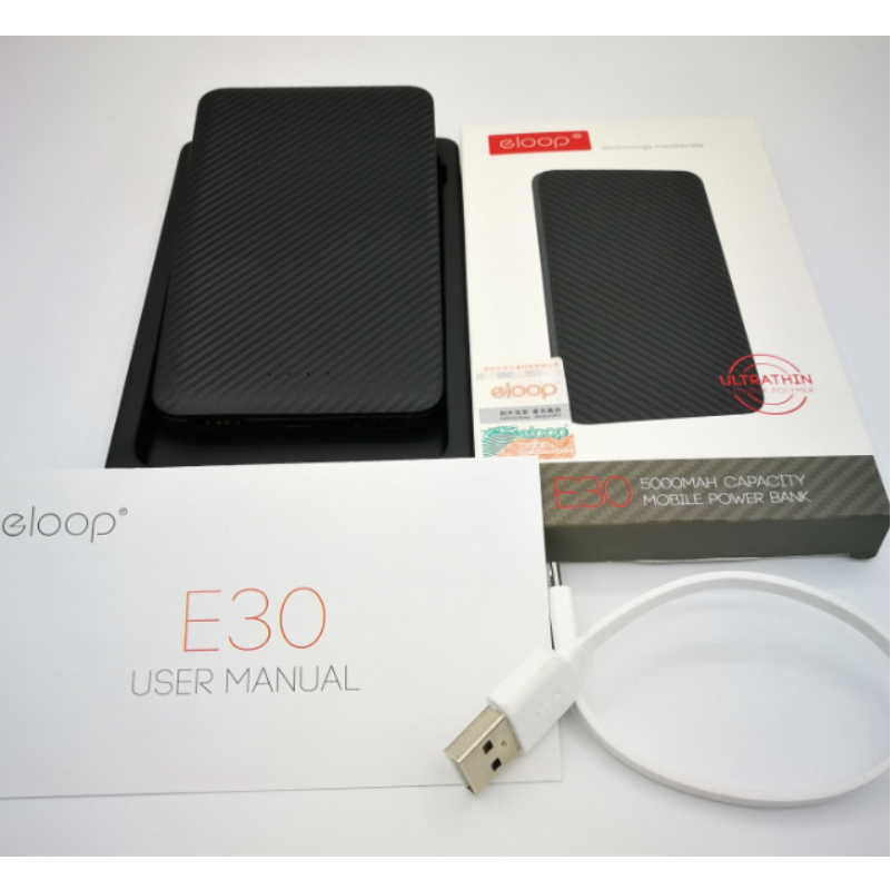 โปรโมชั่น! E30 5000 mAh สีดำ / Black 1 ชิ้น แถมสายชาร์จ ส่งฟรี!