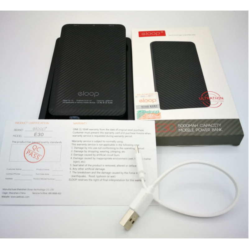 โปรโมชั่น! E30 5000 mAh สีดำ / Black 1 ชิ้น แถมสายชาร์จ ส่งฟรี!