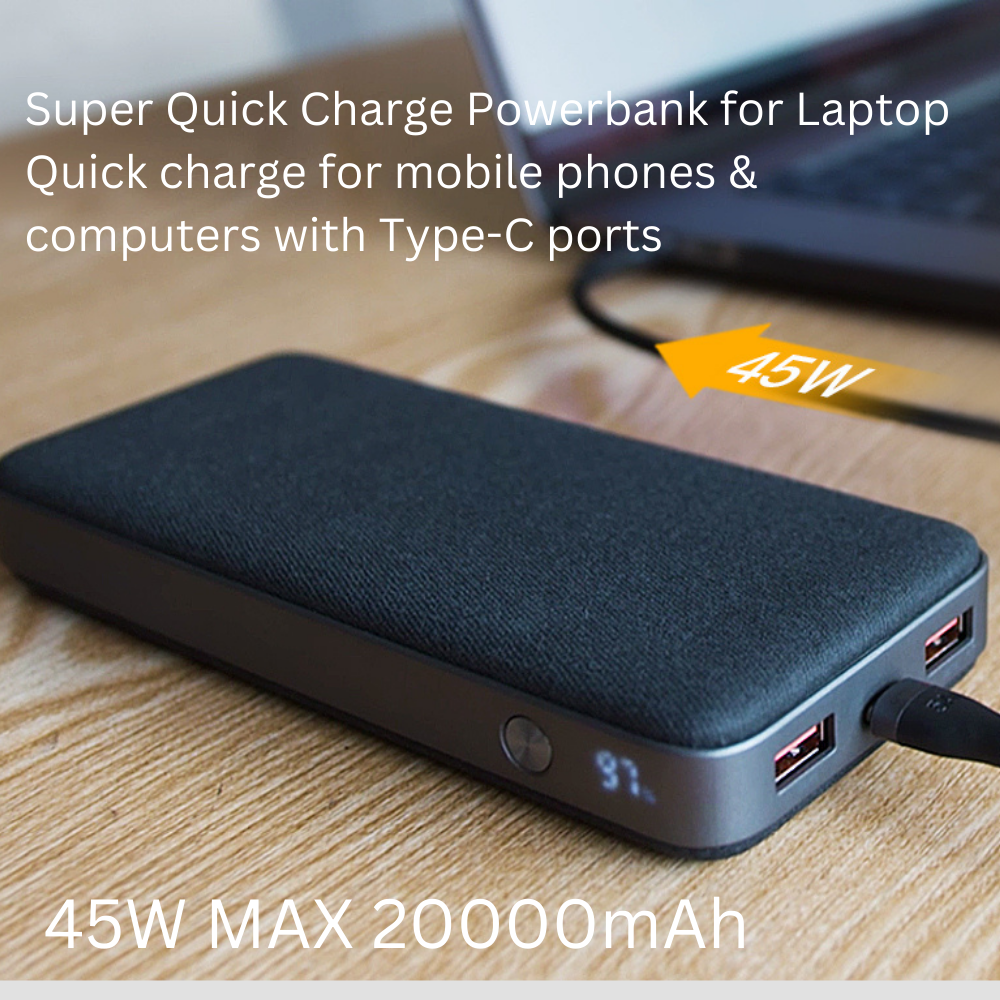 Top! E45 Powerbank 20000mAh Super Fast charge QC4.0 PD 45W สีดำ Black