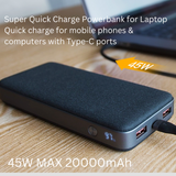 Top! E45 Powerbank 20000mAh Super Fast charge QC4.0 PD 45W สีดำ Black