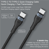 สาย S6 Type-C to Type-C 5A ชาร์จเร็ว PD 100W ยาว 1.5 เมตร จัดส่งฟรี!