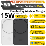 W9 แท่นชาร์จเร็วไร้สาย 2 in 1 Fan Cooling Fast Wireless Charger 15W จัดส่งฟรี!