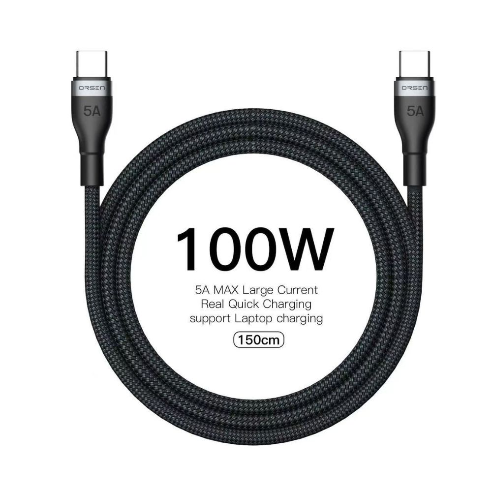 สาย S6 Type-C to Type-C 5A ชาร์จเร็ว PD 100W ยาว 1.5 เมตร จัดส่งฟรี!