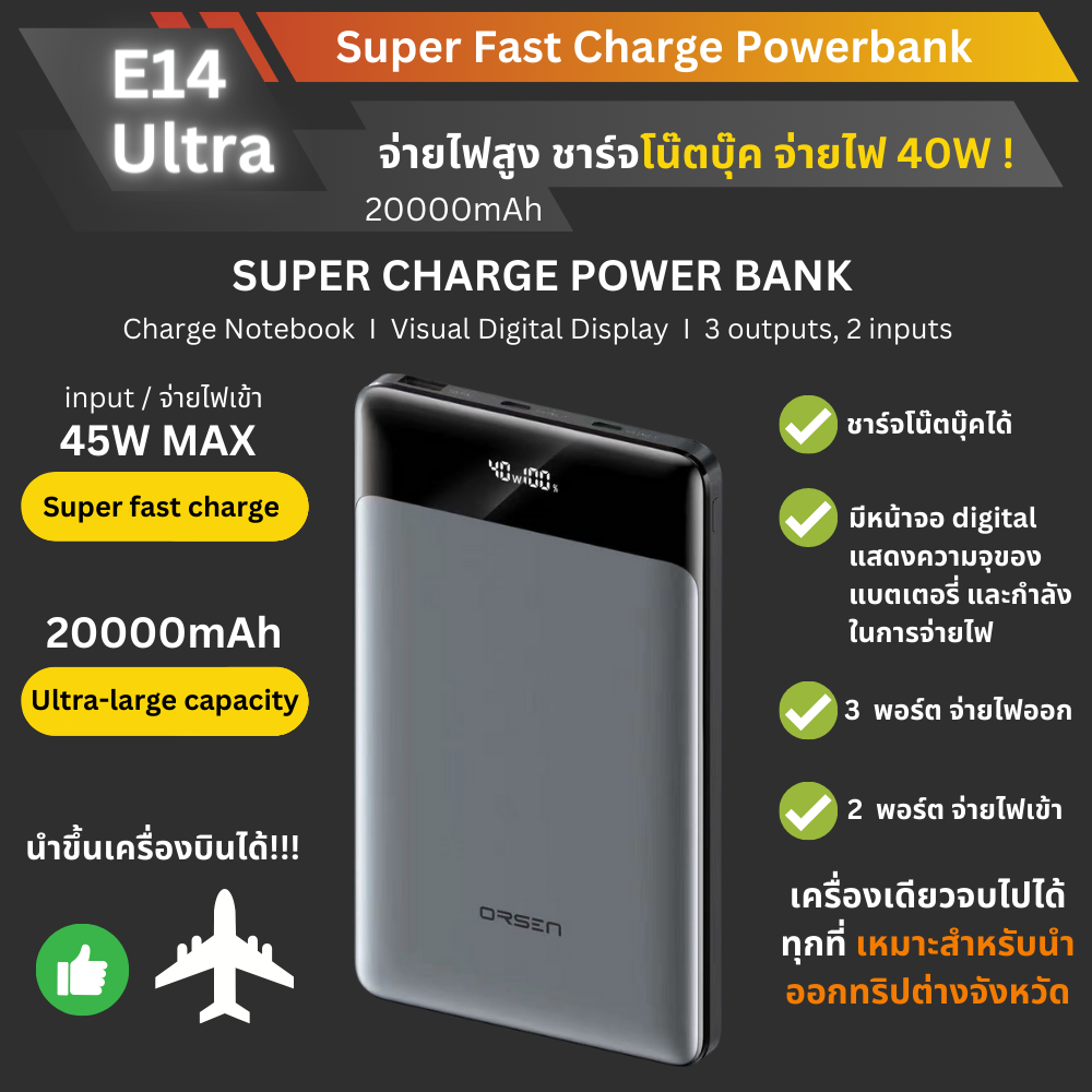 Combo Set! E14 Ultra Powerbank & C12 Adapter Super Fast Charge 65W สินค้าส่งฟรี!