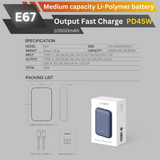 ใหม่! E67 Powerbank 10500mAh Fast Charge PD 45W สินค้าส่งฟรี!