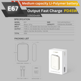 ใหม่! E67 Powerbank 10500mAh Fast Charge PD 45W สินค้าส่งฟรี!