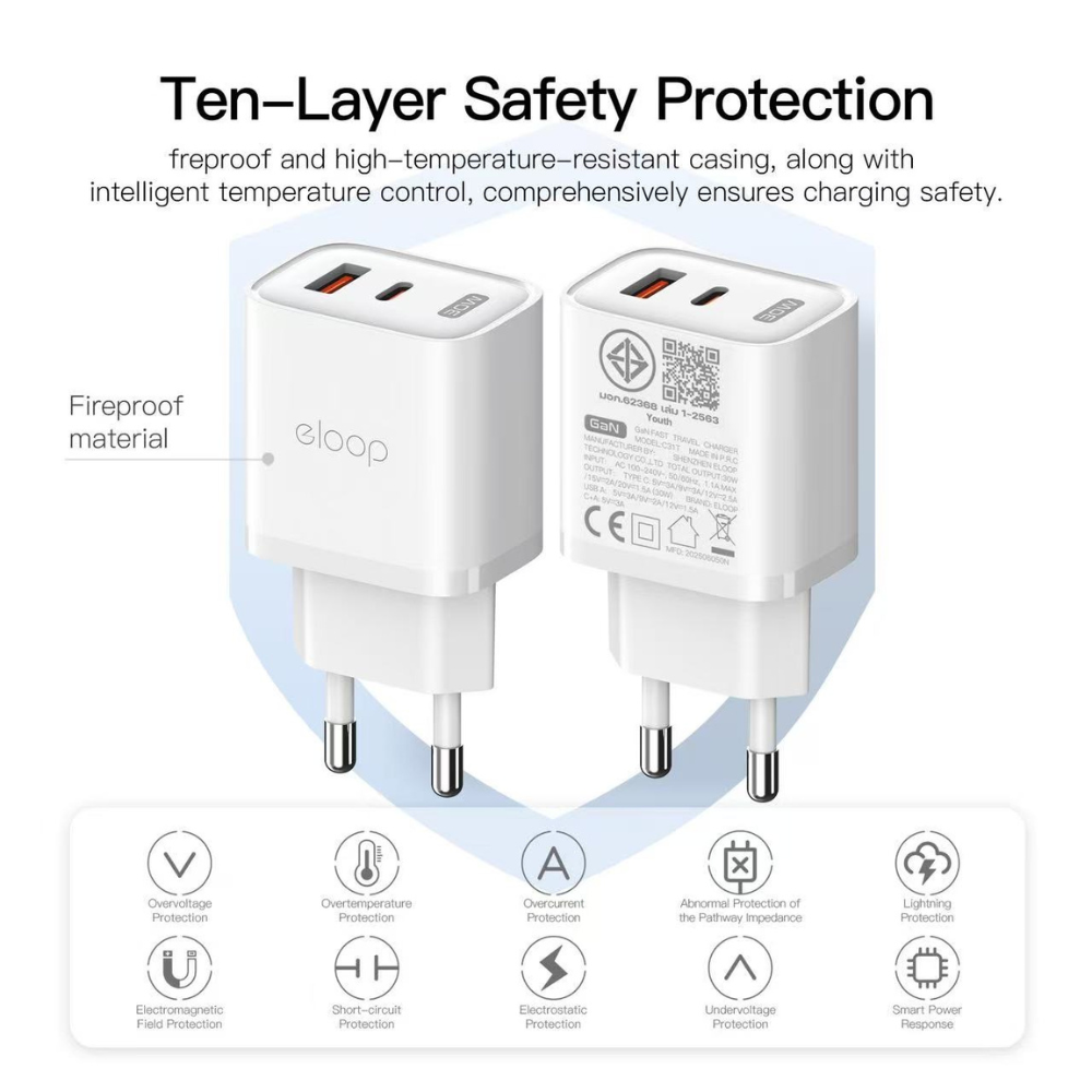 Adapter C31T GaN Super Fast Charge PD QC 30W