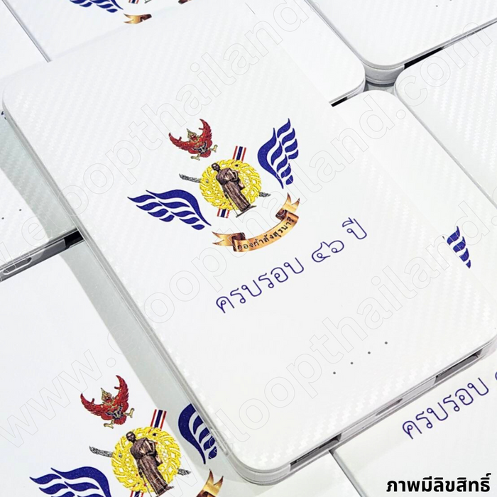 งานสกรีนโลโก้บน E30 5000mAh พาวเวอร์แบงค์ของพรีเมี่ยมแจกลูกค้า