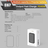 ใหม่! E67 Powerbank 10500mAh Fast Charge PD 45W สินค้าส่งฟรี!