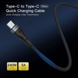 สาย S6 Type-C to Type-C 5A ชาร์จเร็ว PD 100W ยาว 1.5 เมตร จัดส่งฟรี!