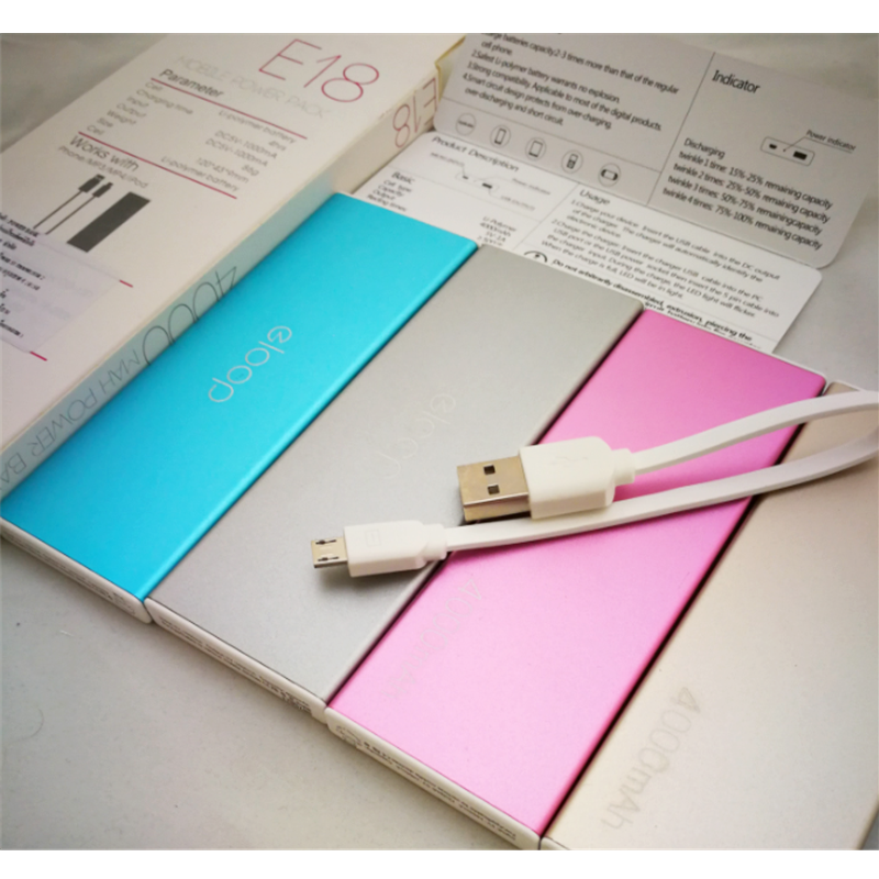 E18 4000 mAh สีชมพู / Pink แถมซอง สายชาร์จ & ส่งฟรี EMS / Kerry Express!
