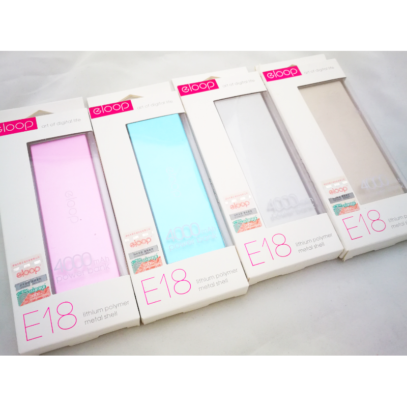 E18 4000 mAh สีเงิน / Silver แถมซอง สายชาร์จ & ส่งฟรี EMS / Kerry Express!