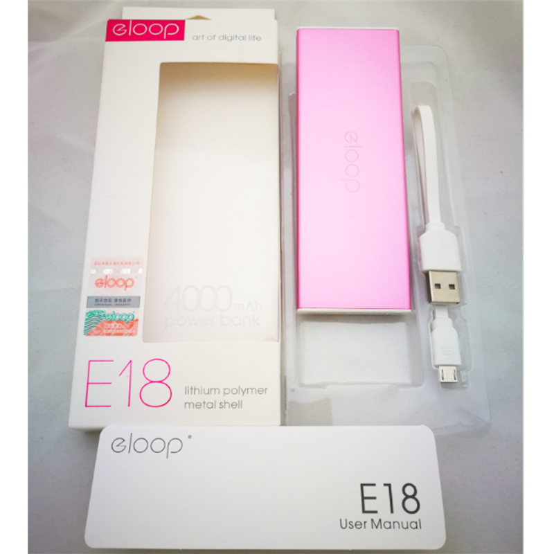 E18 4000 mAh สีชมพู / Pink แถมซอง สายชาร์จ & ส่งฟรี EMS / Kerry Express!