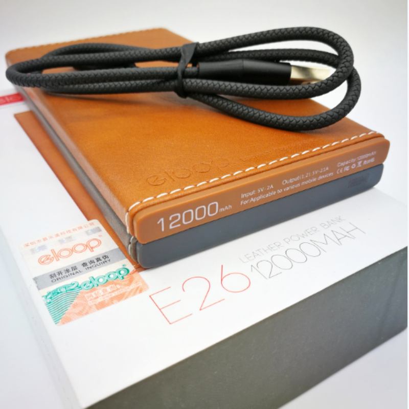 ใหม่! E26 12000 mAh สีนํ้าตาล / ดำ แถมซอง & สายชาร์จ ส่งฟรี Kerry Express & EMS!