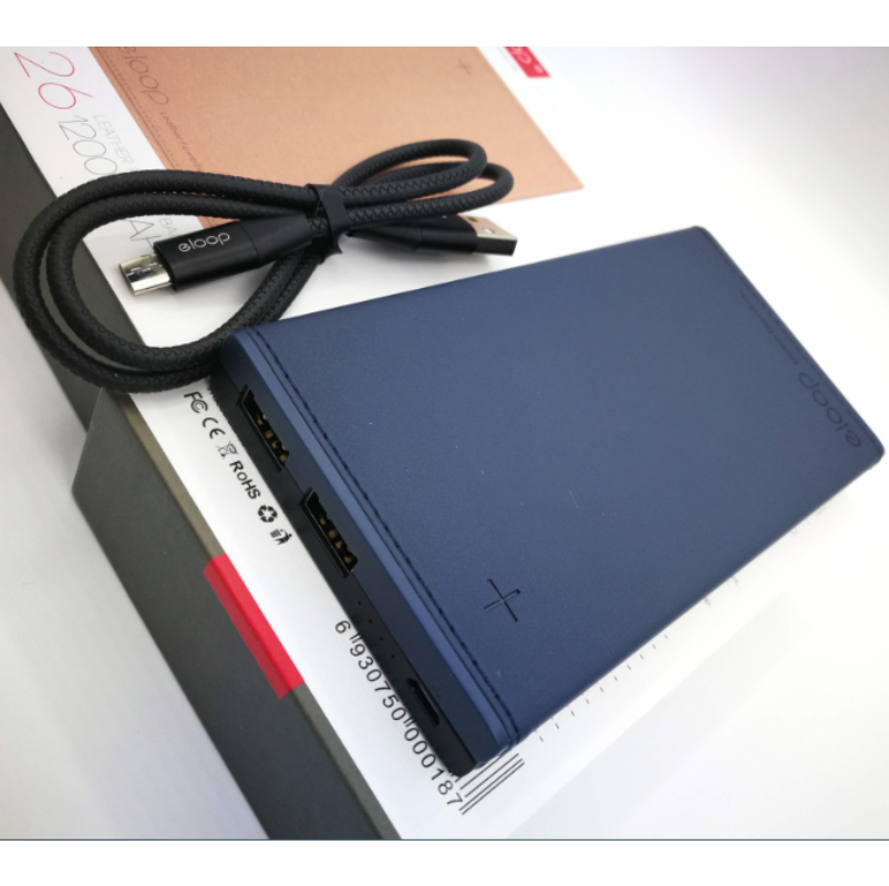 ใหม่! E26 12000 mAh สีนํ้าเงิน / ดำ แถมซอง & สายชาร์จ ส่งฟรี Kerry Express & EMS