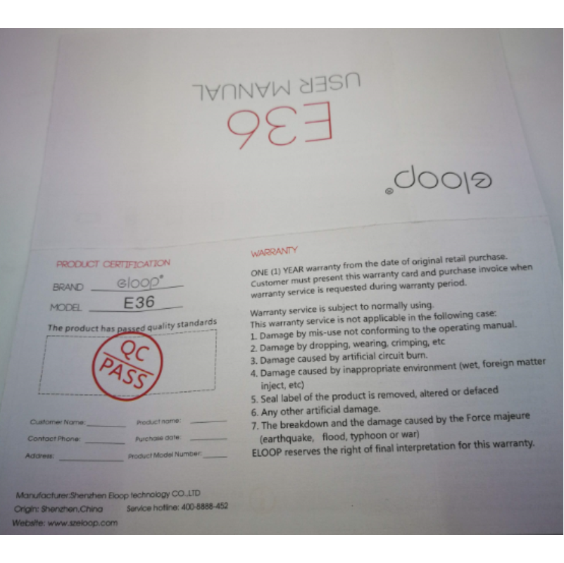 E36 12000 mAh สีดำ / Black แถมซอง & สายชาร์จ จัดส่งฟรี!