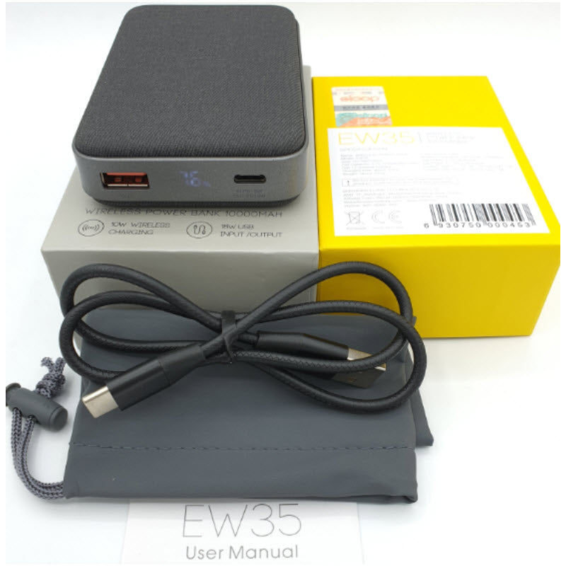 EW35 Powerbank 10000mAh Fast Charge QC3.0 PD 20W สีดำ / Black จัดส่งฟรี!